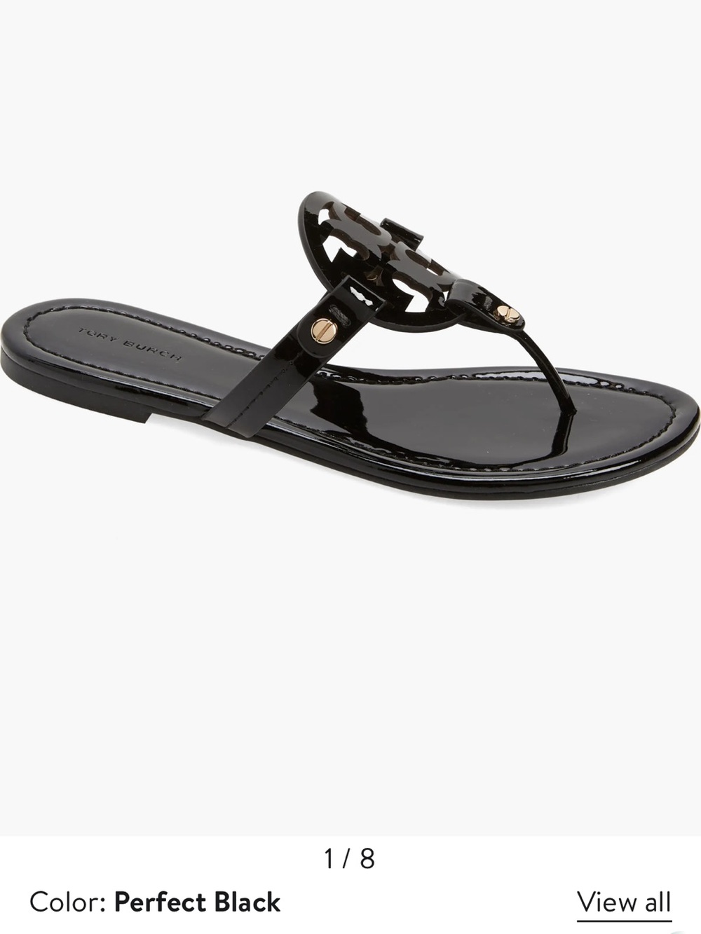 Tory Burch Black Patent Logo Thong Sandals - Picture 2 of 5